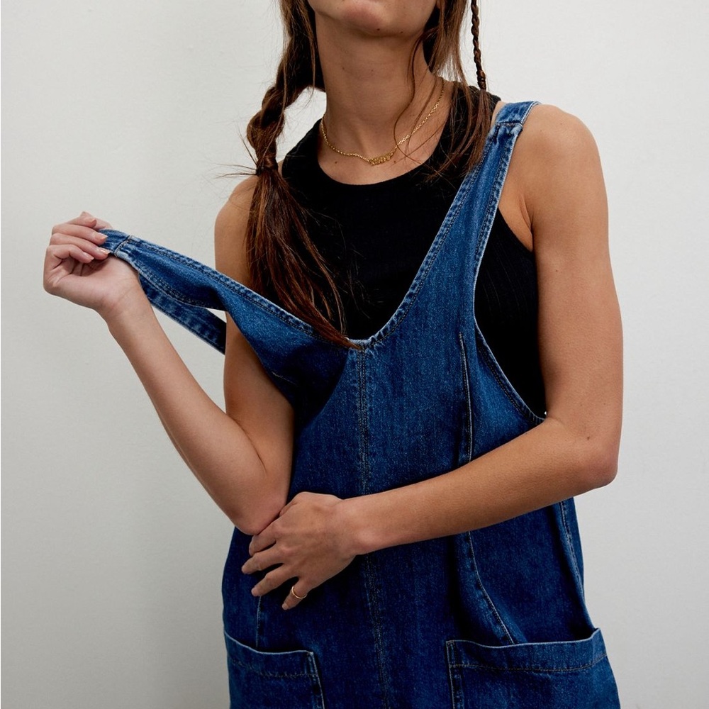 Free People Blue Denim Overalls